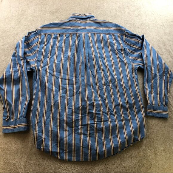 G.H. Bass & Co. Mens Shirt Large Striped Long Sleeve Button Down Casual Blue - Picture 9 of 9